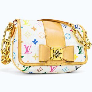 LOUIS VUITTON Patti White Monogram Multicolor Shoulder Bag Murakami Chain LV